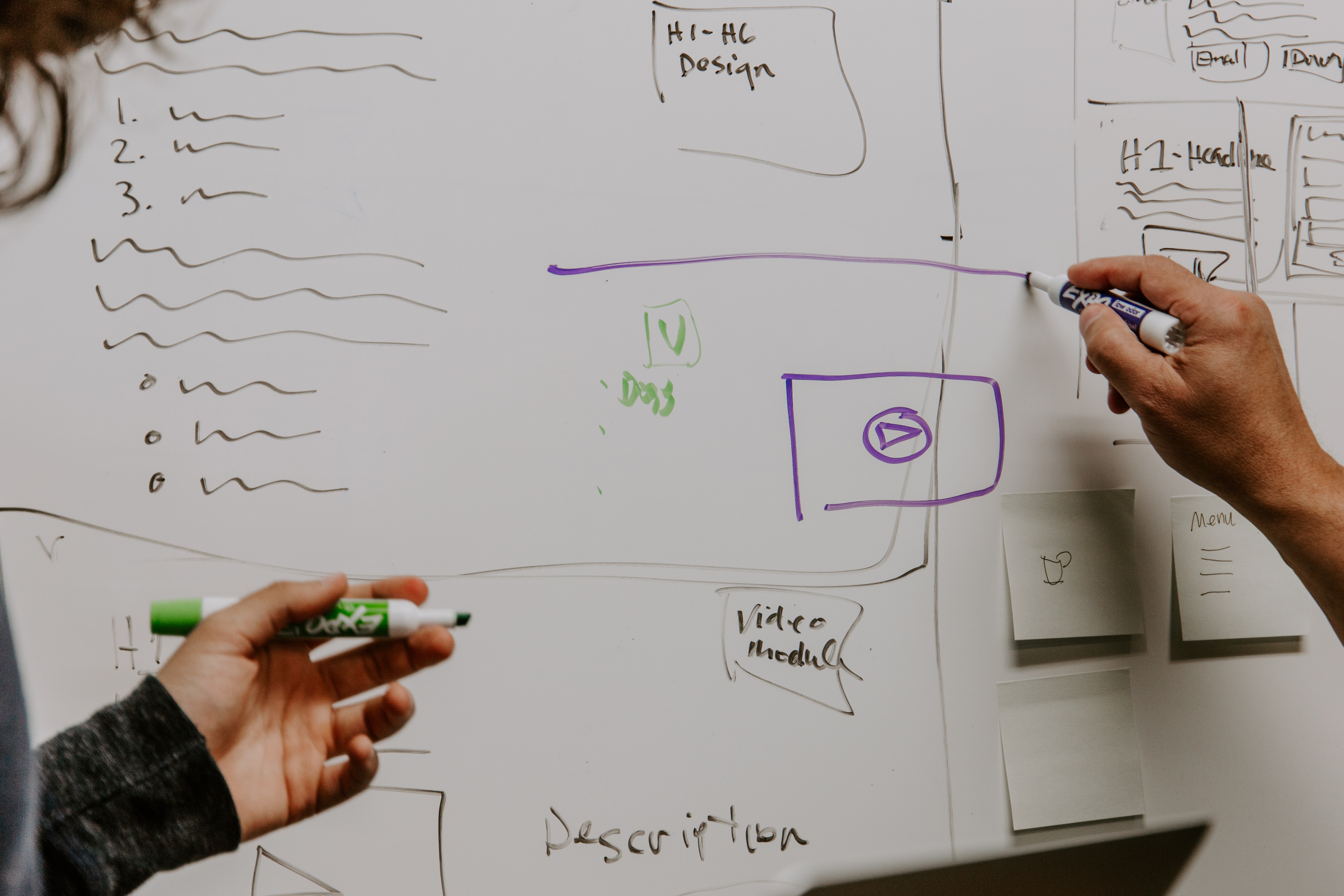 people painting a white board with markers